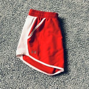 Red Under Armour workout shorts